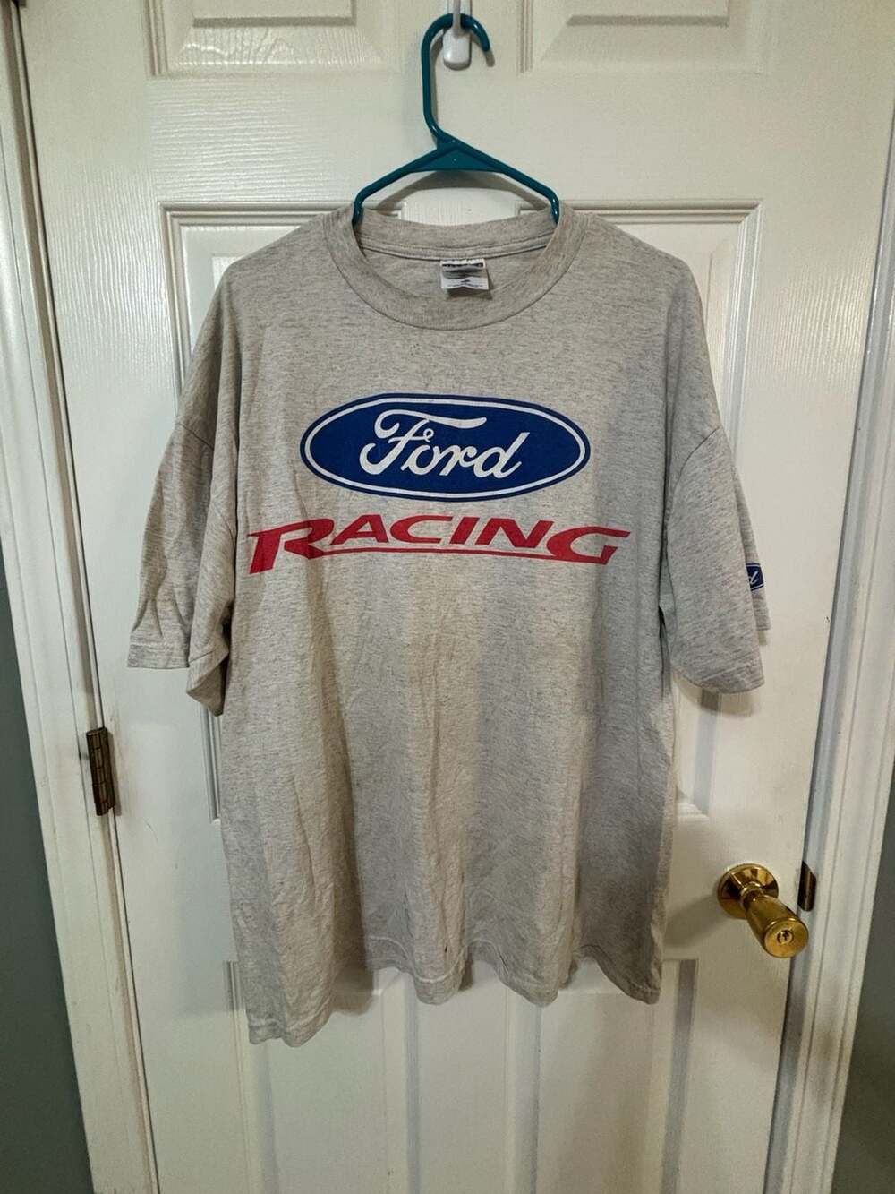 Vintage 90s Ford Racing Graphic T-Shirt XL Gray